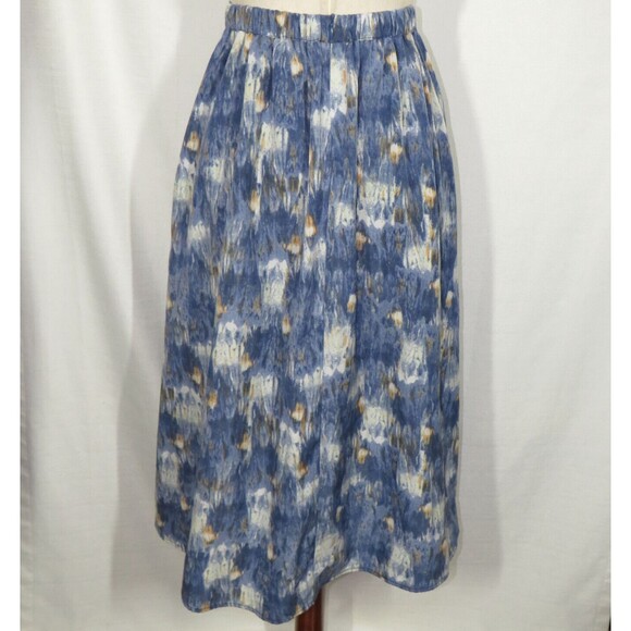 Women's Blue Multi Abstract Print A Line Midi Skirt Size Small - Picture 4 of 5